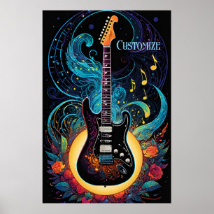 Musik und Rose Elektrische Gitarre Poster