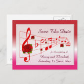 Musik und Rose Save the Date Karte (Vorne/Hinten)