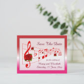 Musik und Rose Save the Date Karte (Stehend Vorderseite)