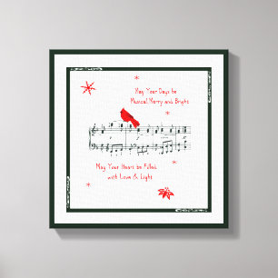 Musik und roter Kardinals-Vogel-Leinwand-Druck Leinwanddruck