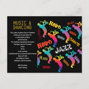 Musik- und Tanzparty JAZZ RETRO Musik Postkarte