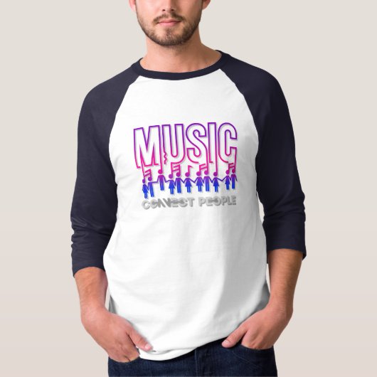 Musik verbindet Menschen | Männer 3/4 Seehecht Rag T-Shirt (Vorderseite)