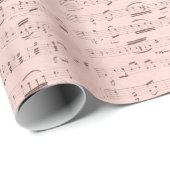 Musik Vintag Blue Pink - Musikanmerke Geschenkpapier (Rolleneckpunkt)