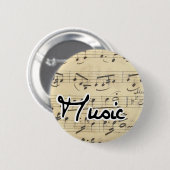 Musik - Vintage Blatt-Musik Button (Vorne & Hinten)