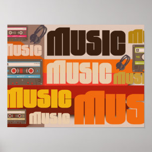 Musik Vintage-Studio Retro-80er Hi-Fi-Audio-Kunst Poster