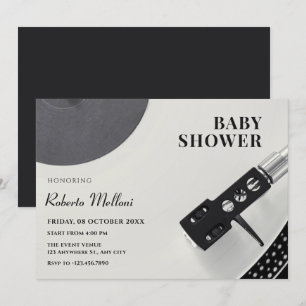 Musik-Vinyl-Babydusche Einladung