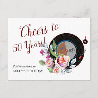 Musik-Vinyl Geburtstag Einladung Postcard