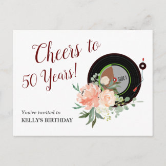 Musik-Vinyl Geburtstag Einladung Postcard