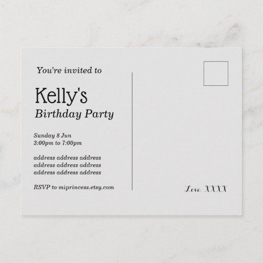 Musik-Vinyl Geburtstag Einladung Postcard (Rückseite)