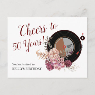 Musik-Vinyl Geburtstag Einladung Postcard