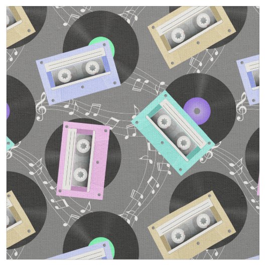 Musik - Vinyl-Platten und Kassetten Stoff (Nahaufnahme)