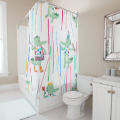 Musik von Alligatoren: Wasserfarben Childish Seaml Duschvorhang (Beispiel)