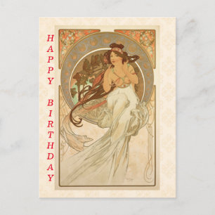 Musik von Alphonse Mucha, Alles Gute zum Geburtsta Postkarte