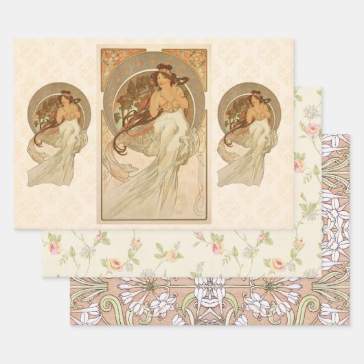 Musik von Alphonse Mucha, Geschenke Geschenkpapier Set (Set)