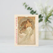Musik von Alphonse Mucha, Happy Birthday Postkarte (Stehend Vorderseite)
