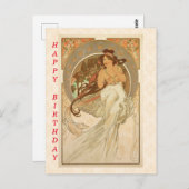 Musik von Alphonse Mucha, Happy Birthday Postkarte (Vorne/Hinten)