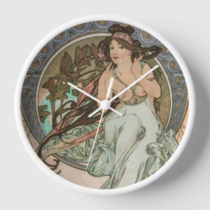 Musik von Les Arts, von Alphonse Mucha Uhr