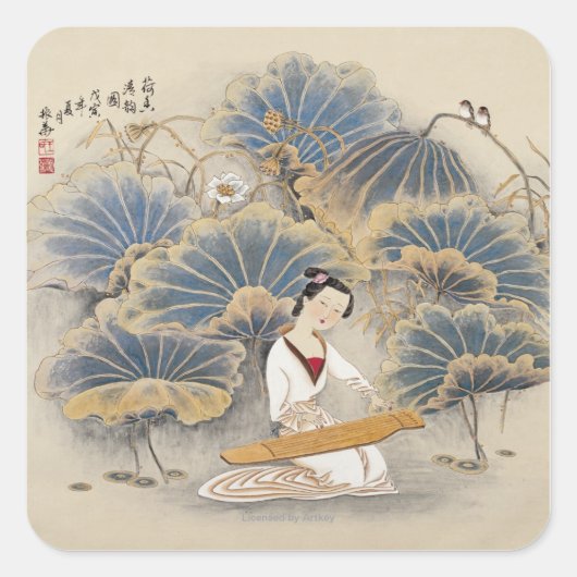 Musik von Lotus Pond Quadratischer Aufkleber (Vorderseite)
