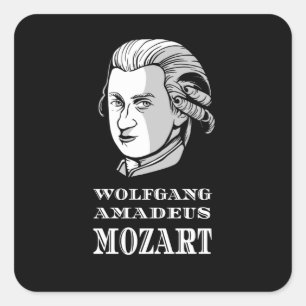 Musik - Wolfgang Amadeus Mozart Portrait Quadratischer Aufkleber