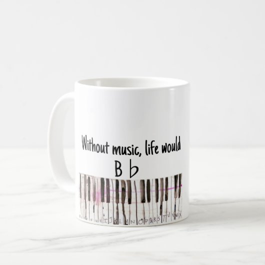Musik-Wortspiel-Tasse "B flache" Kaffeetasse (Vorderseite Links)