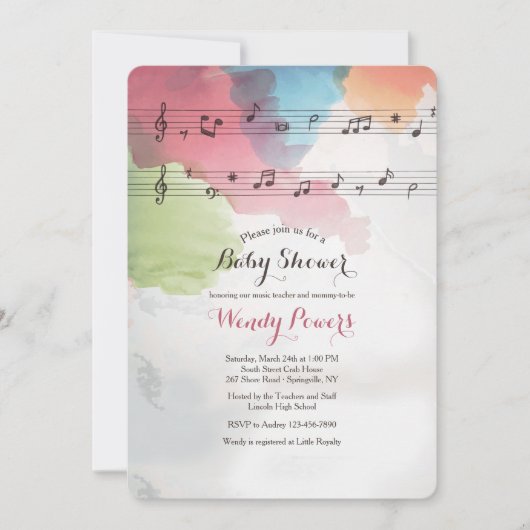 Musik zur Einladung von Aquarellpapier (Vorderseite)