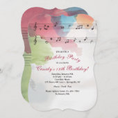 Musik zur Einladung von Aquarellpapier (Vorne/Hinten)