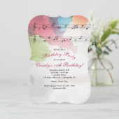 Musik zur Einladung von Aquarellpapier (Stehend Vorderseite)