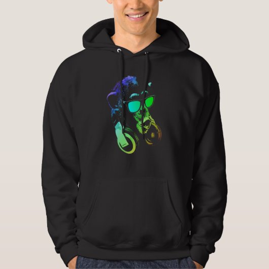 Musikaffe und cooler Tier-DJ Hoodie (Vorderseite)