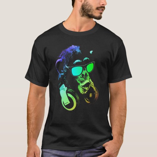 Musikaffe und cooler Tier-DJ T-Shirt (Vorderseite)