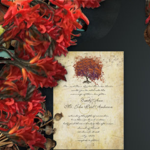 Musikalisch Gold Koralle Lila Kuss Herz Blatt Baum Einladung