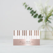 Musikalisch Lehrer Rose Blush Gold Piano Schlüssel Visitenkarte (Stehend Vorderseite)