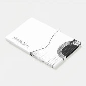 Musikalische Abstrakte Gitarre Moderne Schwarz-wei Post-it Klebezettel (angewinkelt)