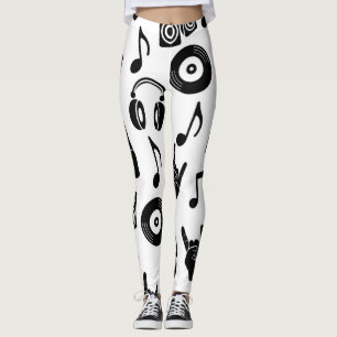 Musikalische Accessoires: Monochrome Vintage Muste Leggings