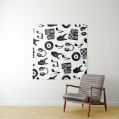 Musikalische Accessoires: Monochrome Vintage Muste Wandteppich (Beispiel (Horizontal))