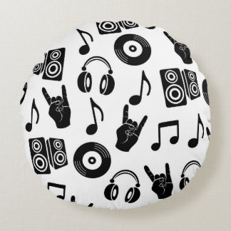 Musikalische Accessoires: monochromes Vintage-Must Rundes Kissen