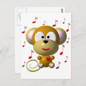 Musikalische Affe Postkarte (Vorne/Hinten)