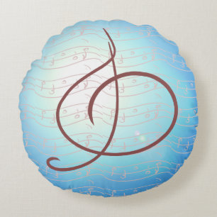 Musikalische Anmerkung Pillows blaue Rundes Kissen