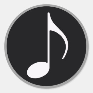 musikalische Anmerkung ~ Schwarzes Runder Aufkleber