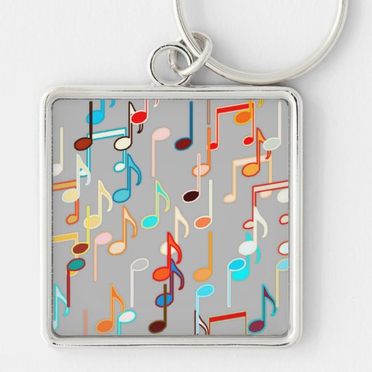 Musikalische Anmerkungen drucken - mittelgrau, meh Schlüsselanhänger (Vorne)