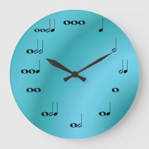 Musikalische Anmerkungs-Uhr auf dunkelblauem Große Wanduhr