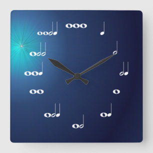 Musikalische Anmerkungs-Uhr-Mitternachtsblau Quadratische Wanduhr