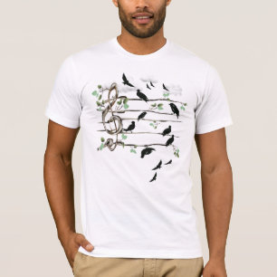 Musikalische Anmerkungs-Vögel - Schwarzes T-Shirt