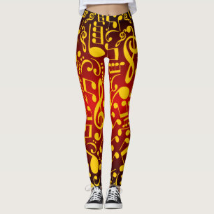 Musikalische Bemerkungen Leggings (Rot-Gold)