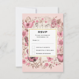 Musikalische Bemerkungen und Blume Elegante Hochze RSVP Karte