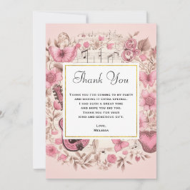 Musikalische Bemerkungen und Blume Elegante Vielen Dankeskarte