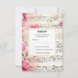 Musikalische Bemerkungen und Rose Vintage Design H RSVP Karte