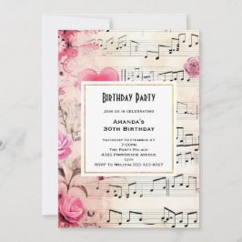 Musikalische Bemerkungen und Rose Vintages Design  Einladung