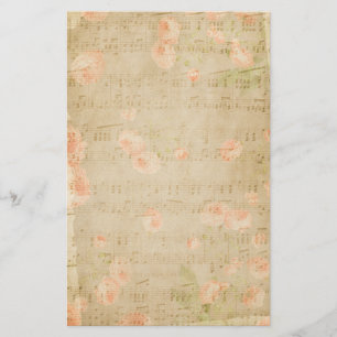 Musikalische Blume mit Blumennoten Peach Beige Briefpapier