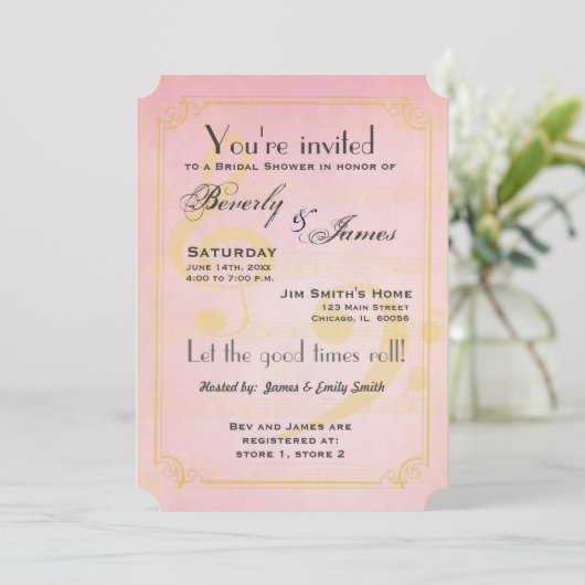 Musikalische Brautdusche Einladung (Stehend Vorderseite)