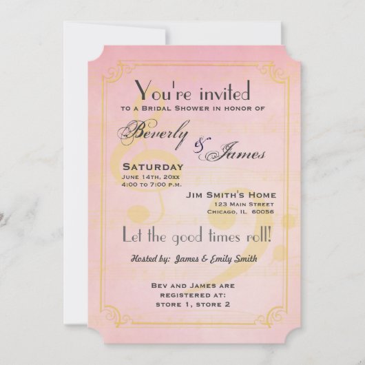 Musikalische Brautdusche Einladung (Vorderseite)